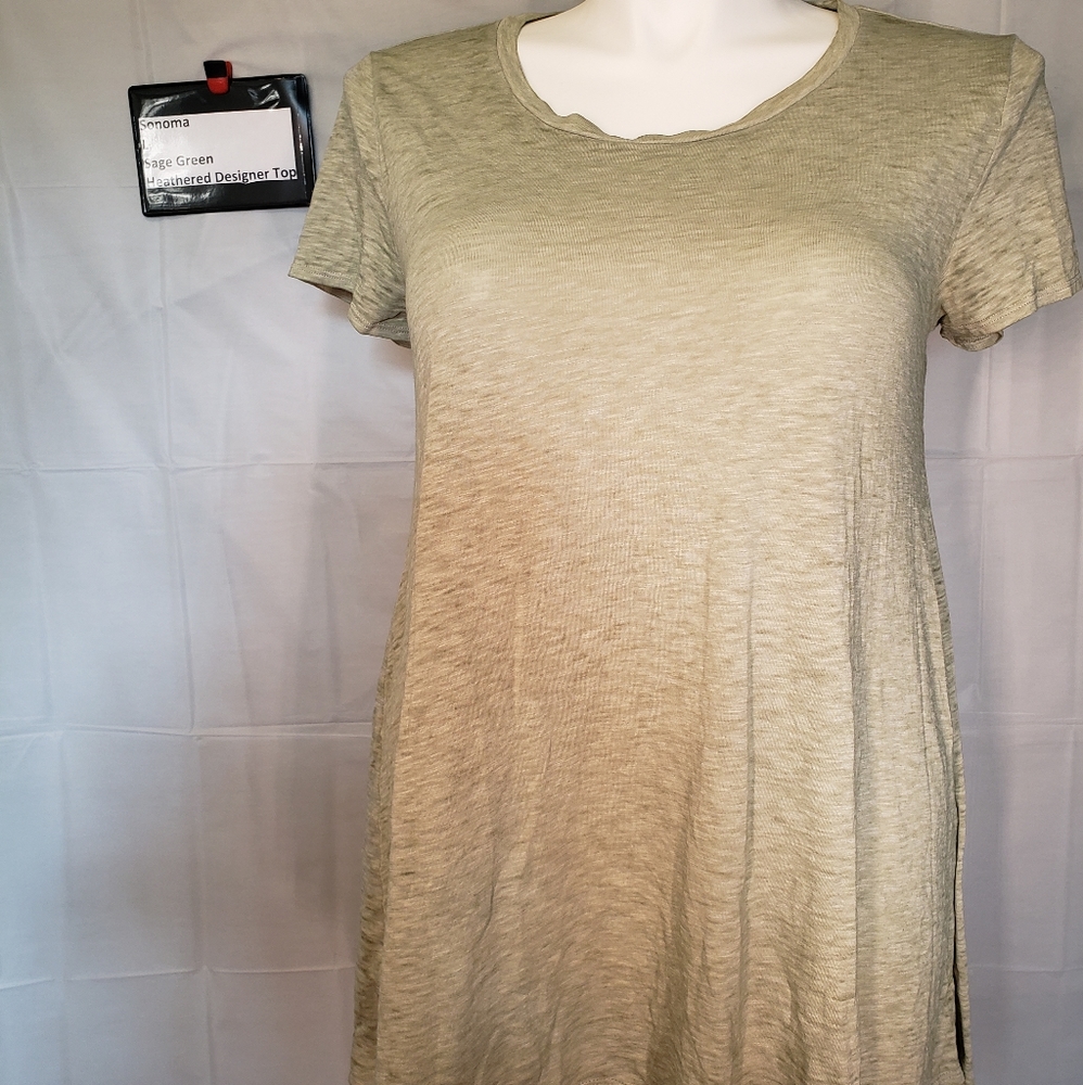 Light heathered sage green top